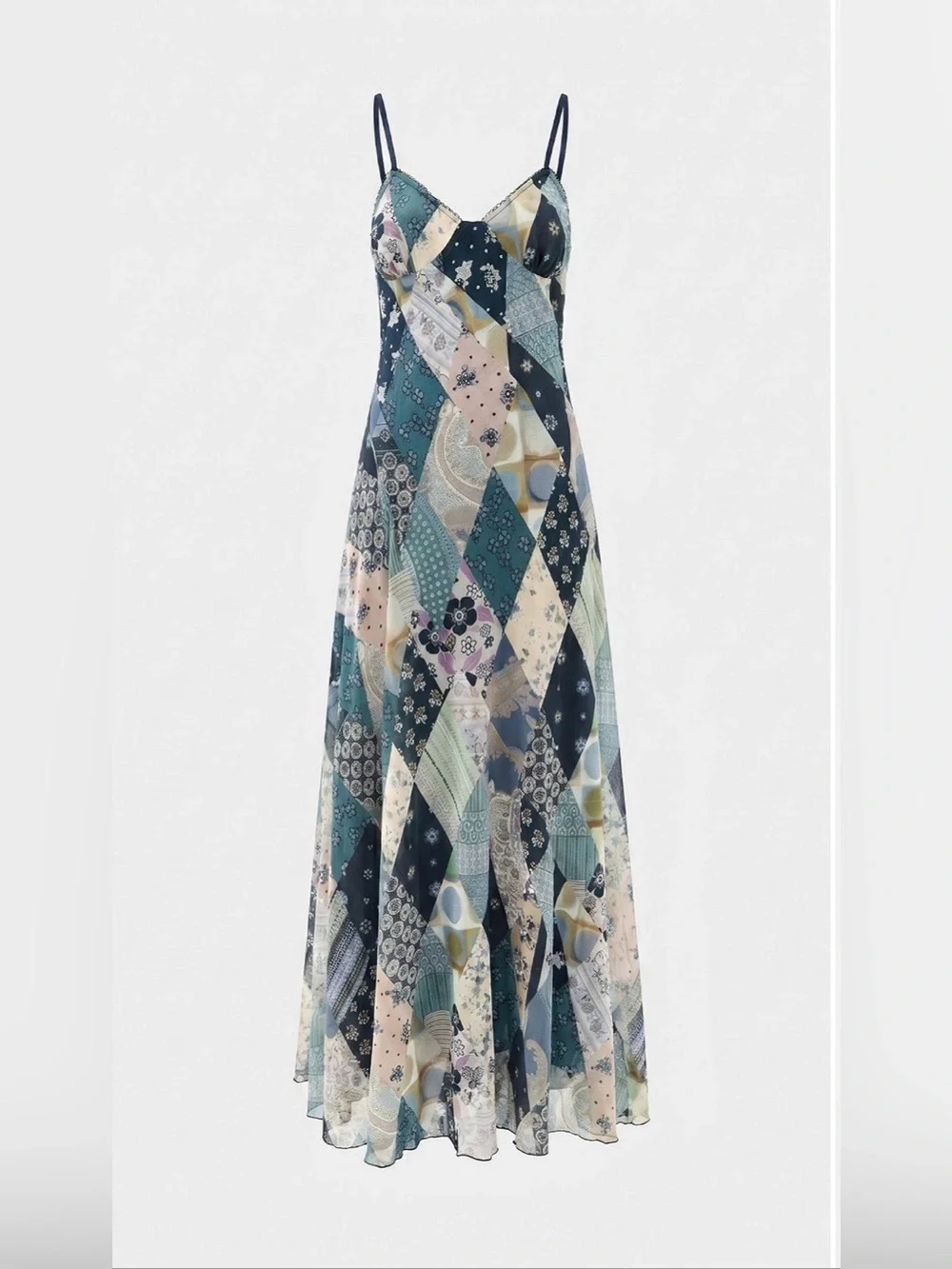 Free People Tis The Season Printed V-Neck Sleeveless A-Line Maxi Dress - Picture 2 of 6